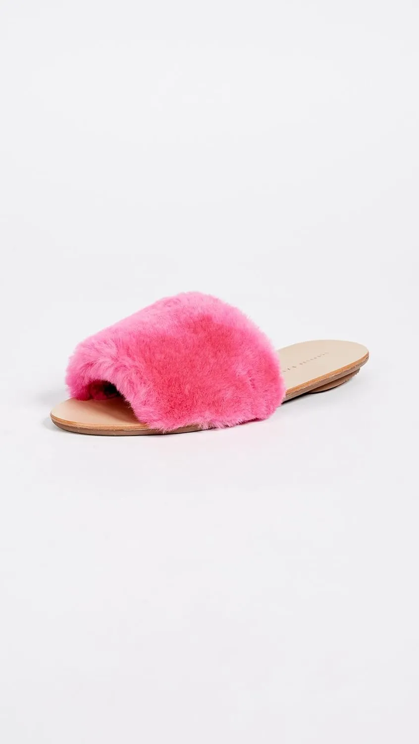 Loeffler Randall Womens Isabel Shearling Slip-On Slide Sandals