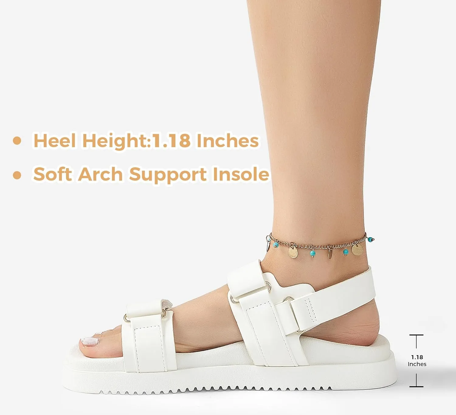 LUCKY STEP Women's Flat Sandals Casual Open Toe Beach Sandals Adjustable Double Strap Summer Sandals