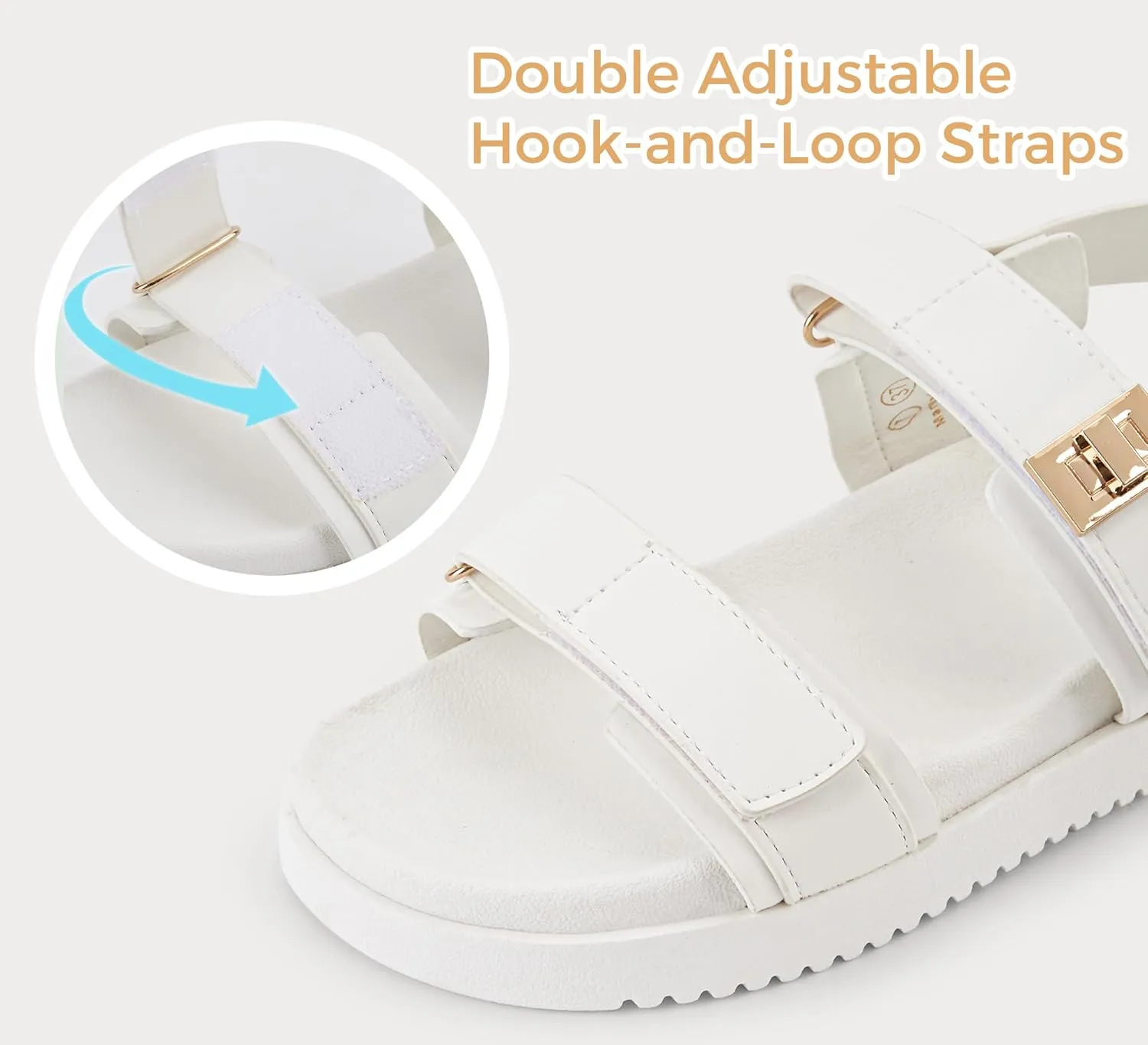 LUCKY STEP Women's Flat Sandals Casual Open Toe Beach Sandals Adjustable Double Strap Summer Sandals