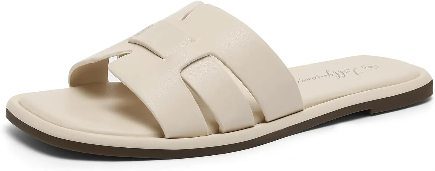 Luffymomo Womens Slip on Flat Sandals Comfortable Summer Casual Slides Sandals