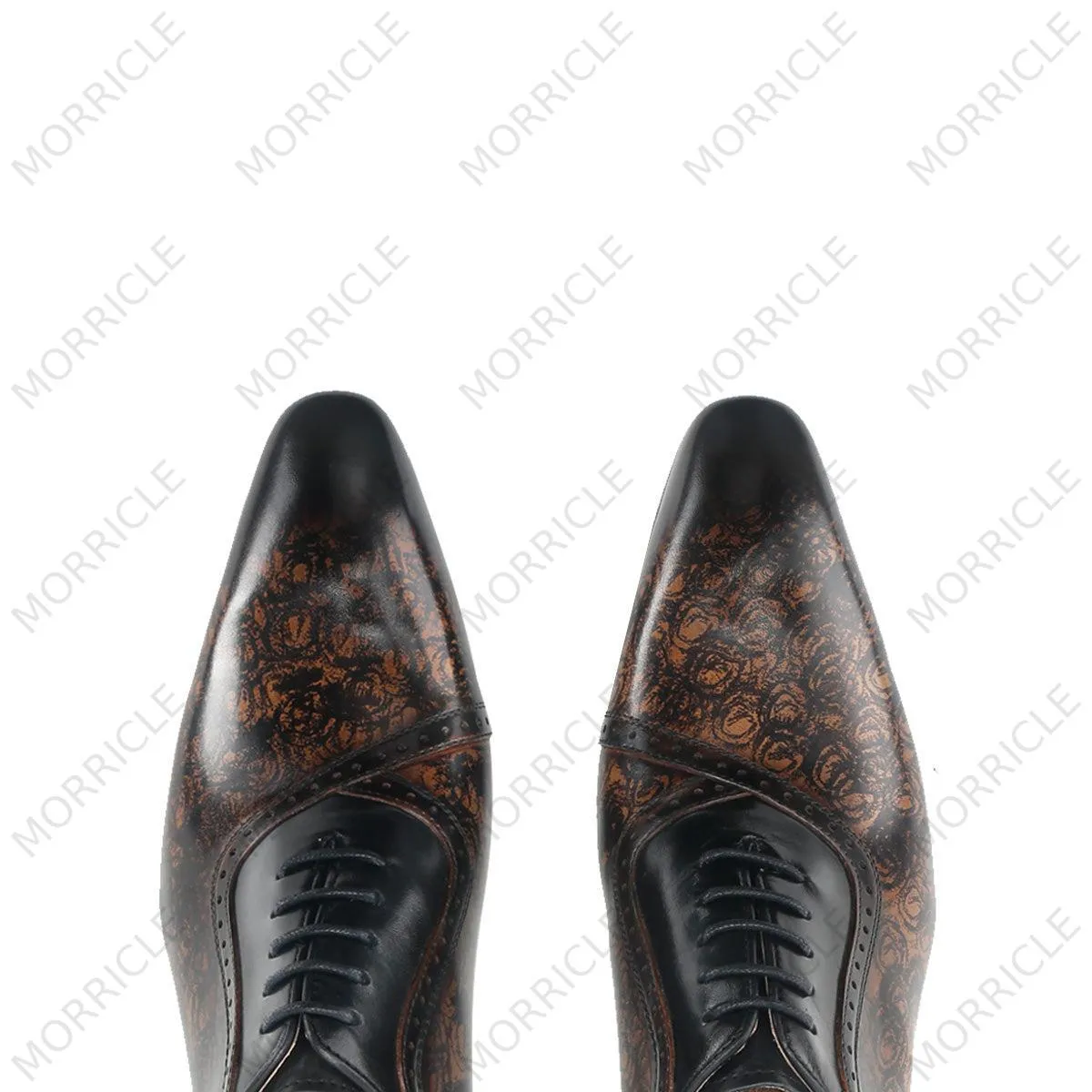 Luxury Rose Pattern Plain Toe Oxford Shoes
