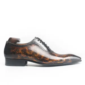 Luxury Rose Pattern Plain Toe Oxford Shoes