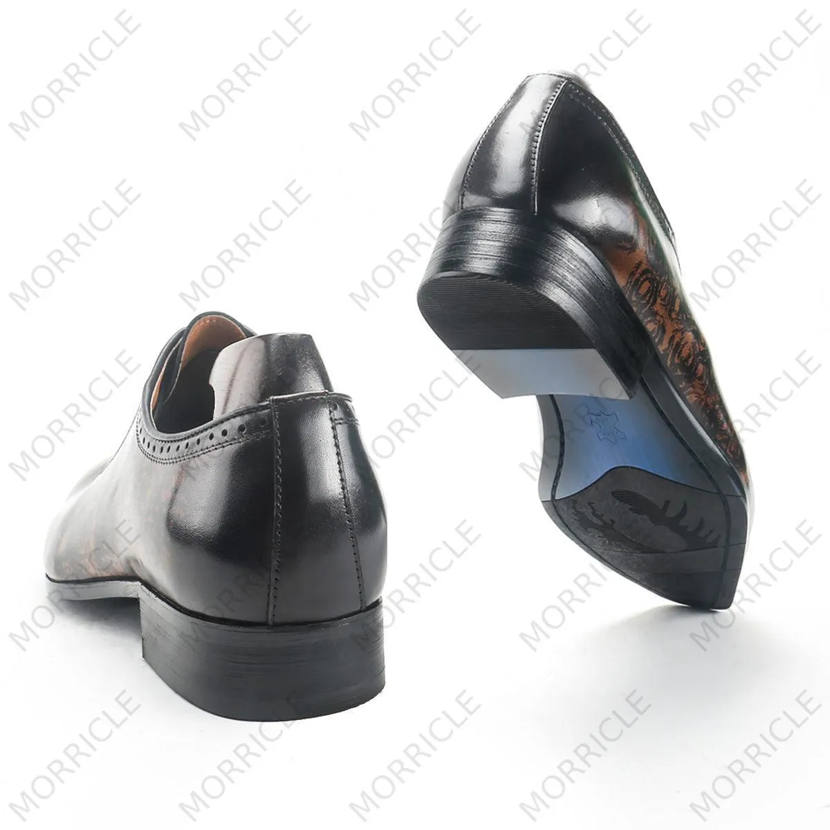 Luxury Rose Pattern Plain Toe Oxford Shoes