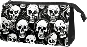 Makeup Bag Organizer,Cosmetic Bags for Women,Vintage Black White Skull,Small Makeup Pouch
