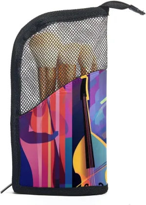Makeup Bag Small,Makeup Travel Bag,Abstract Jazz Art Music Instruments,Makeup Organizer Bag