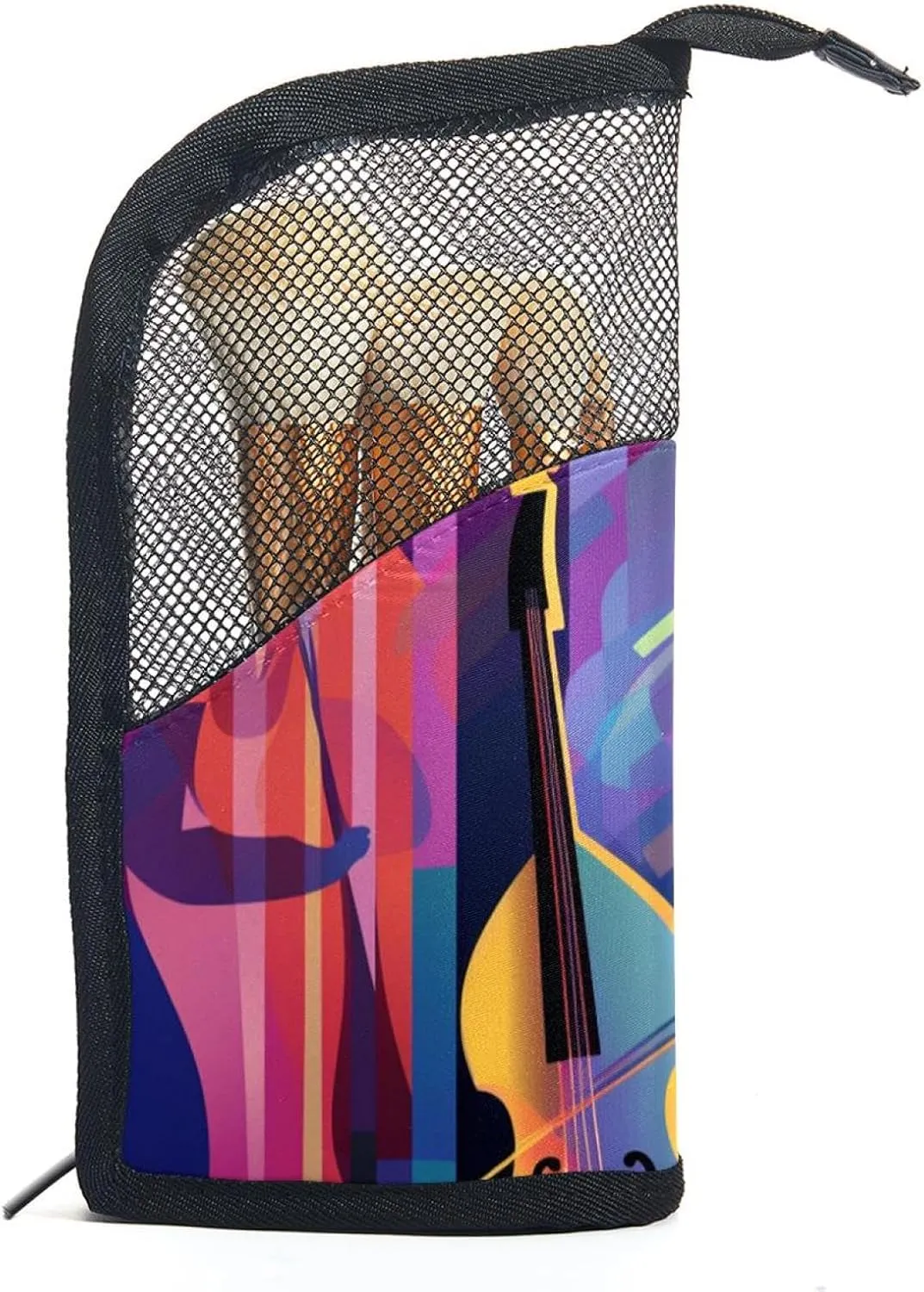 Makeup Bag Small,Makeup Travel Bag,Abstract Jazz Art Music Instruments,Makeup Organizer Bag