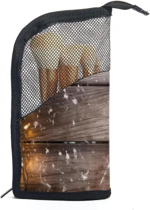 Makeup Bags for Women,Toiletry Bag for Men,Christmas Lights Decoration Wood Planks,Travel Cosmetic Bag