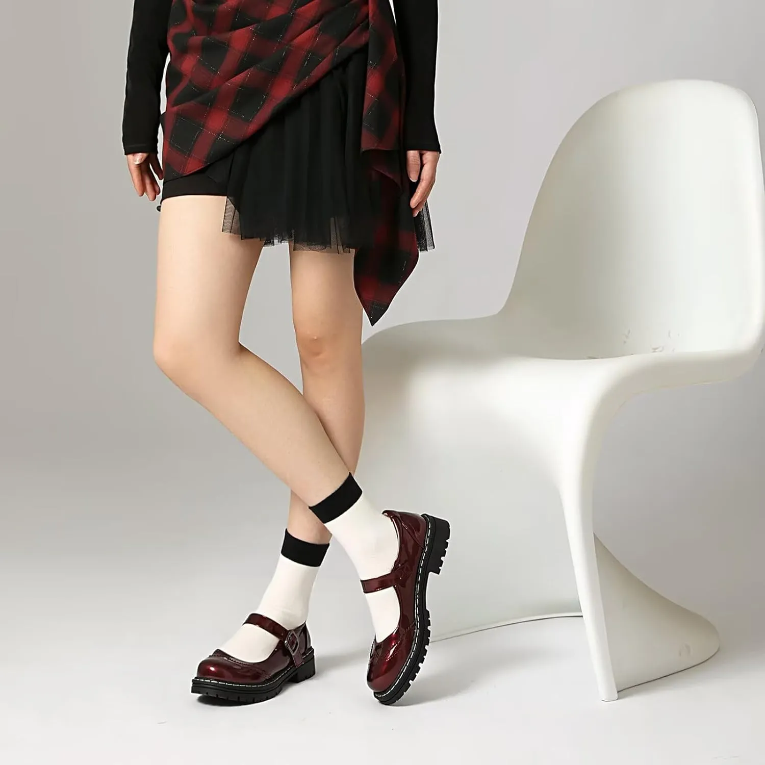 Mary Jane for Women Gothic Oxford Shoes - Flat Shoes, Ankle Tied, Round Toe for Casual Dresses, Work, and Campus