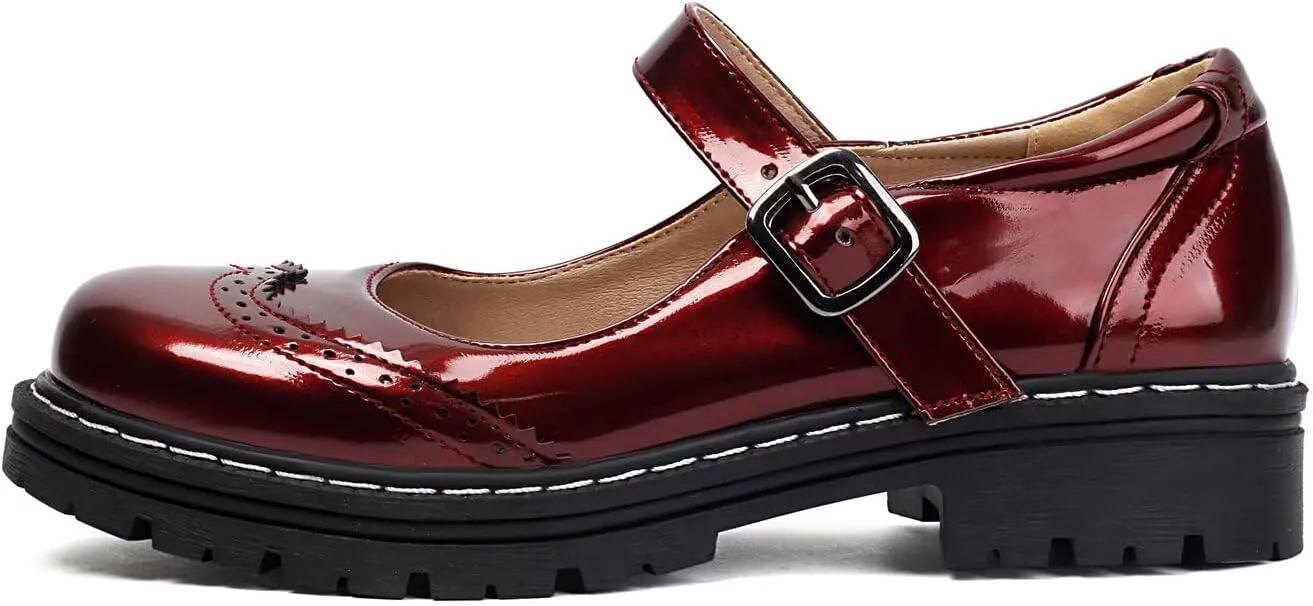 Mary Jane for Women Gothic Oxford Shoes - Flat Shoes, Ankle Tied, Round Toe for Casual Dresses, Work, and Campus