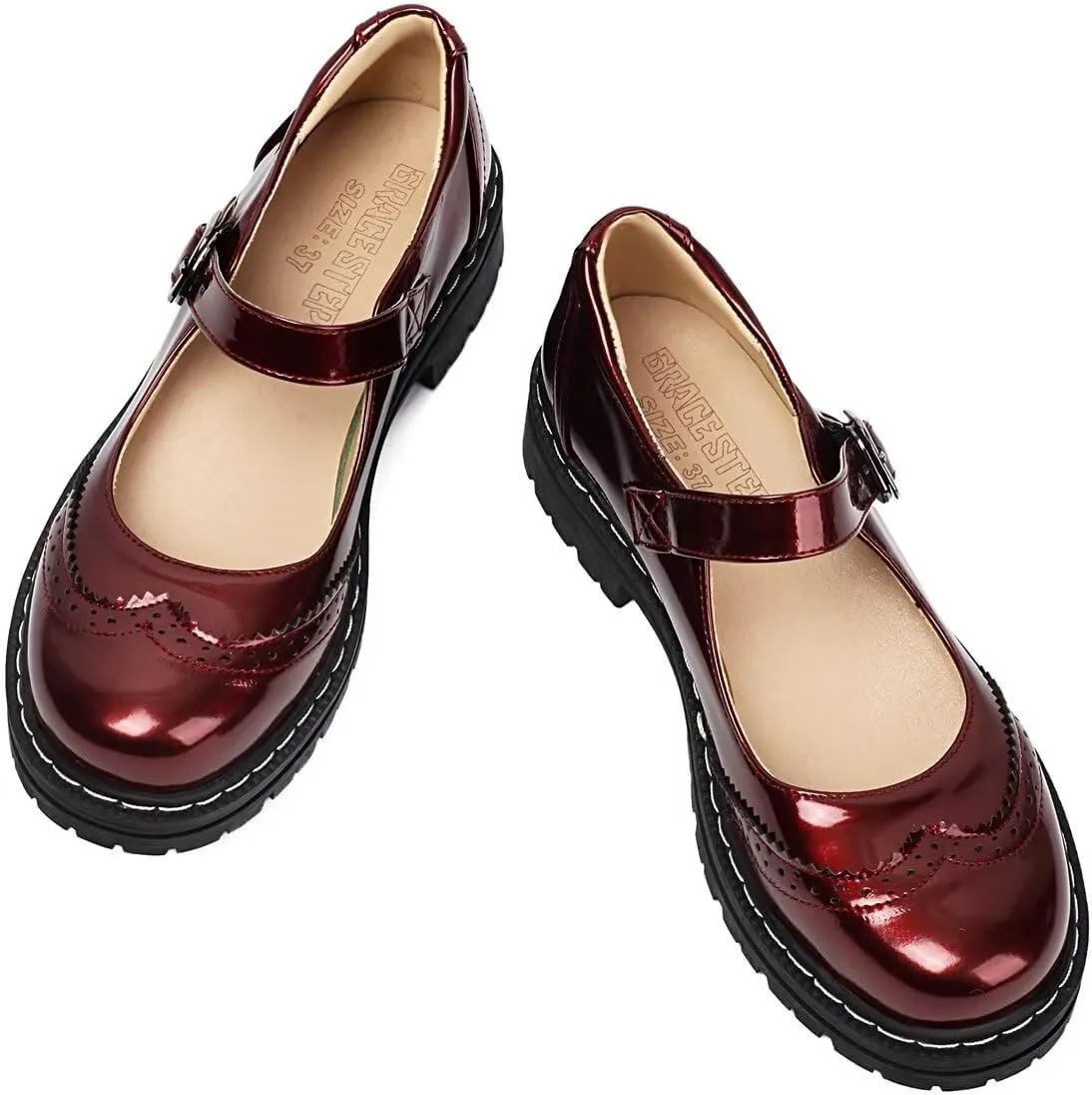 Mary Jane for Women Gothic Oxford Shoes - Flat Shoes, Ankle Tied, Round Toe for Casual Dresses, Work, and Campus