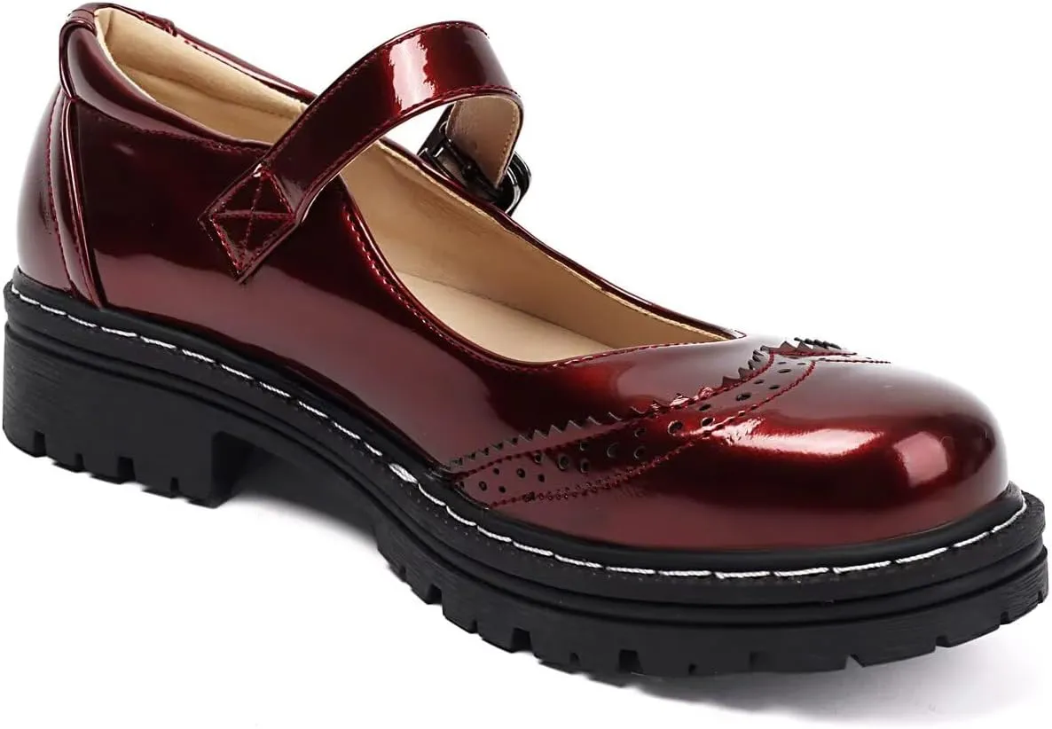 Mary Jane for Women Gothic Oxford Shoes - Flat Shoes, Ankle Tied, Round Toe for Casual Dresses, Work, and Campus