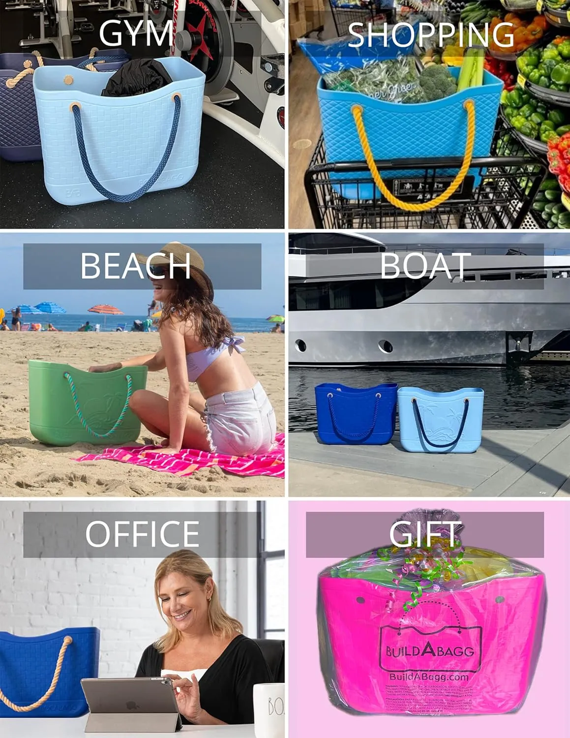 MauiBagg: Oversized Rubber Beach Bag Waterproof Sandproof, Washable Open Tote, For Beach Boat Pool & Sports