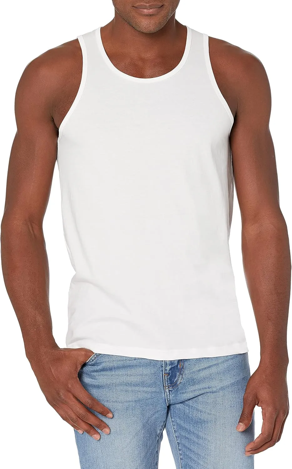 Men Crewneck Undershirts Soft 100% Cotton Tank Tops Pack of 3
