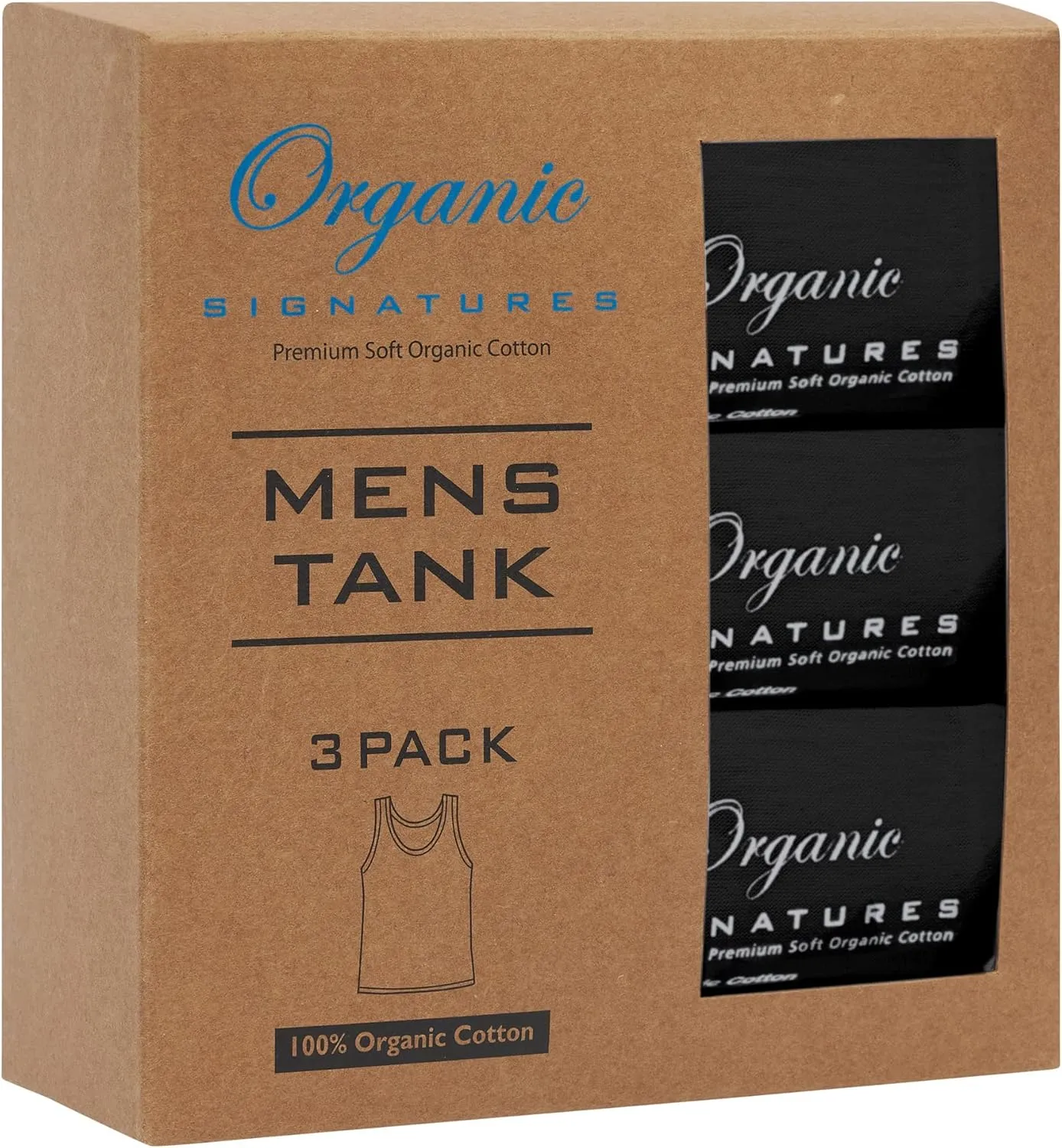 Men Crewneck Undershirts Soft 100% Cotton Tank Tops Pack of 3