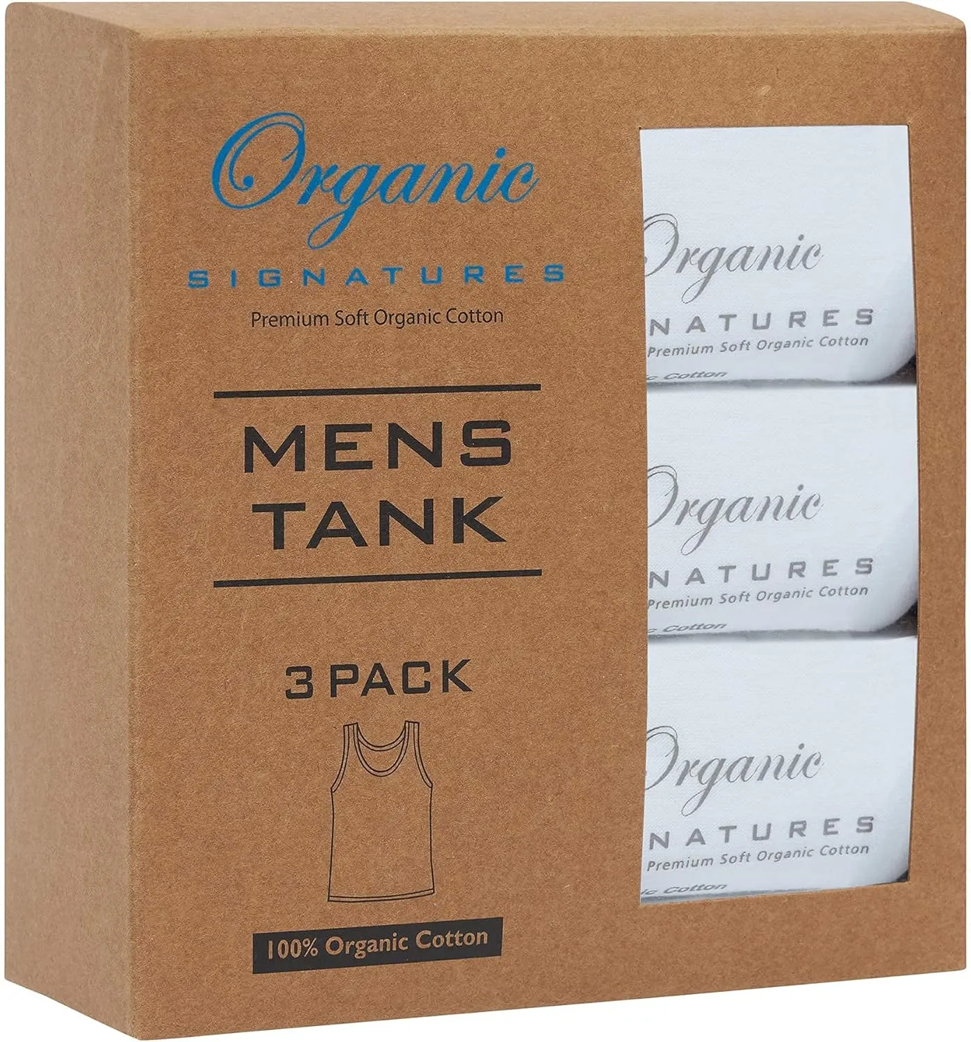 Men Crewneck Undershirts Soft 100% Cotton Tank Tops Pack of 3