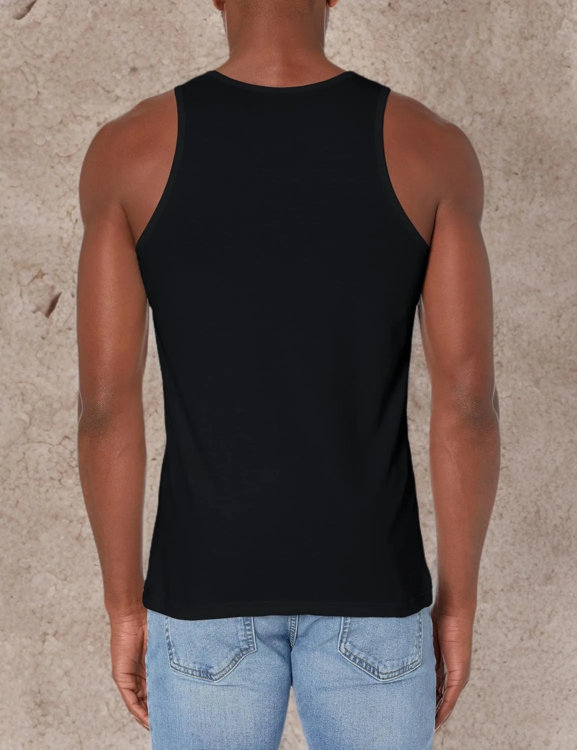 Men Crewneck Undershirts Soft 100% Cotton Tank Tops Pack of 3