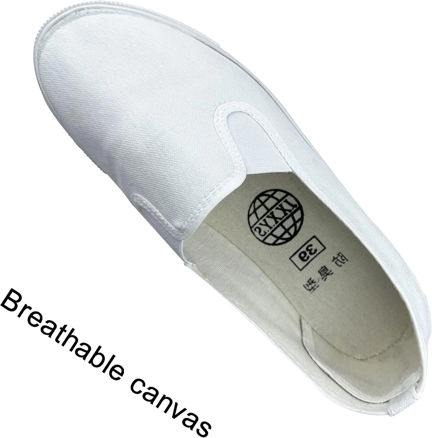 Men White Canvas Kong Fu Shoes Slip on Low-Top Women Tai Chi Flat Non Slip Casual Walking Shoes