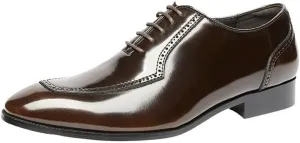 Men's British-Style Glossy Patent Leather Business Formal Leather Shoes Vintage Carved Square Toe Oxford Shoes Suitable for Banquet Wedding Shoe