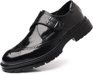 Men's Brogue Business Shoes Men Genuine Leather Platform Slip-On Oxfords Classic Formal Mens Tuxedo Shoes