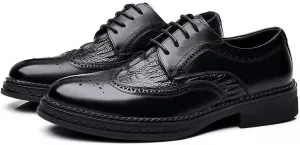Mens Brogue Oxford Dress Shoes Genuine Leather British Style Lace Up Business Formal Breathable Office Shoes