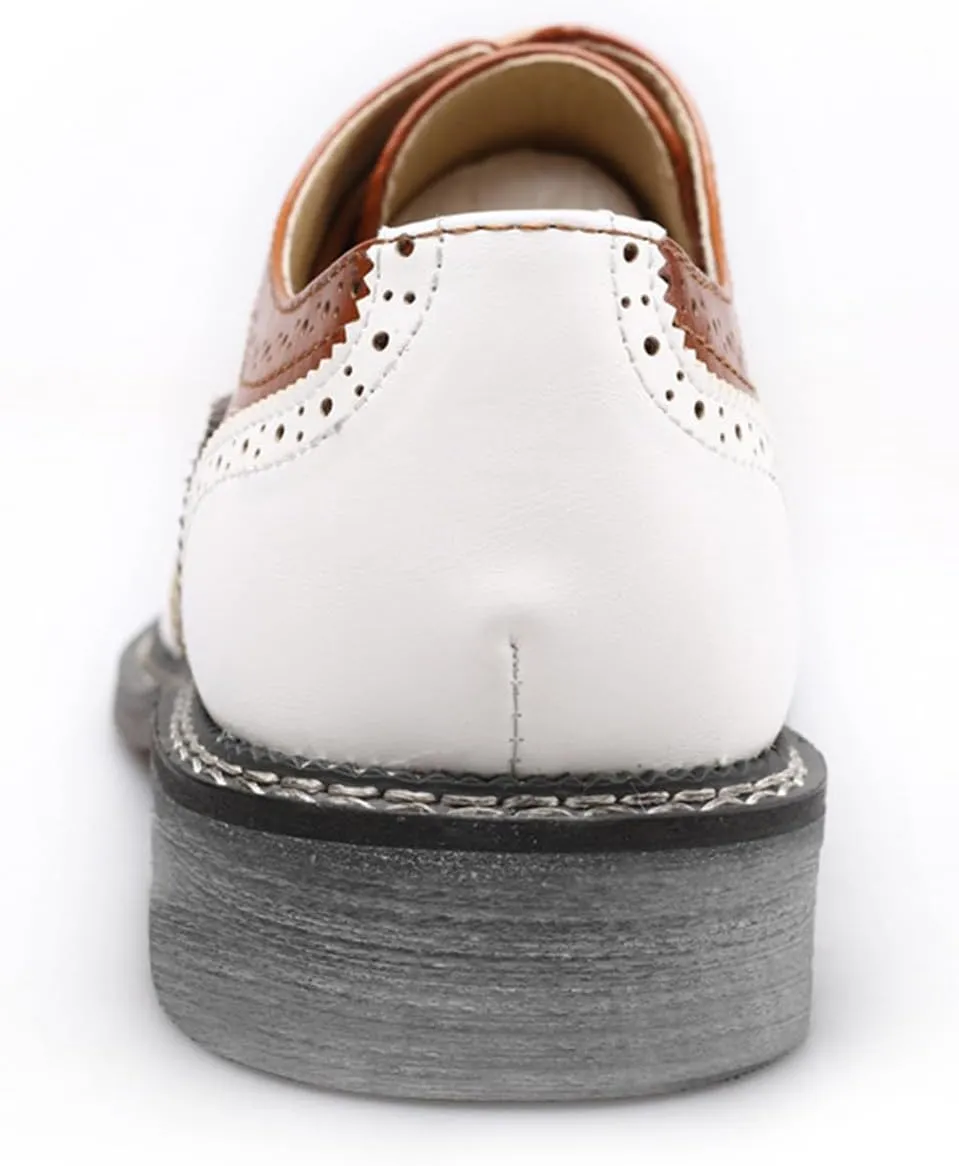 Men's Brogue Wingtip Leather Lace-Up Oxford Shoes Business Party Wedding Pointed Toe Dress Shoes Comfort Causal Low Heel Walking Shoes