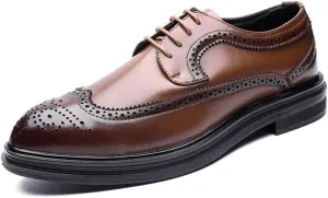 Men's Business Oxford Casual Chic British Style Low-top Classic Carving Lace Brogue Shoes Non-Slip (Color : Brown, Size : 8 M US)