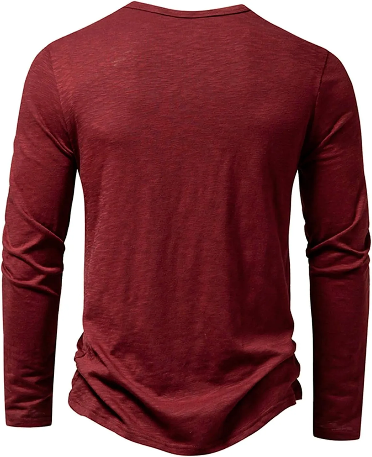 Men's Casual Henley Shirts Long Sleeve Quarter Button Tops Solid Color Slim T-shirts Classic Soft Comfy Tee Pullover