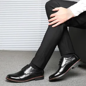 Men's Casual Shoes Breathable Pu Leather Lace Up Business Fashion Classic Black Shoes for Men Comfortable Daily Wear