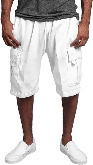 Mens Casual Shorts Summer Drawstring Multi Pocket Loose Straight Cargo Knee Length Shorts Classic Active Loose Board