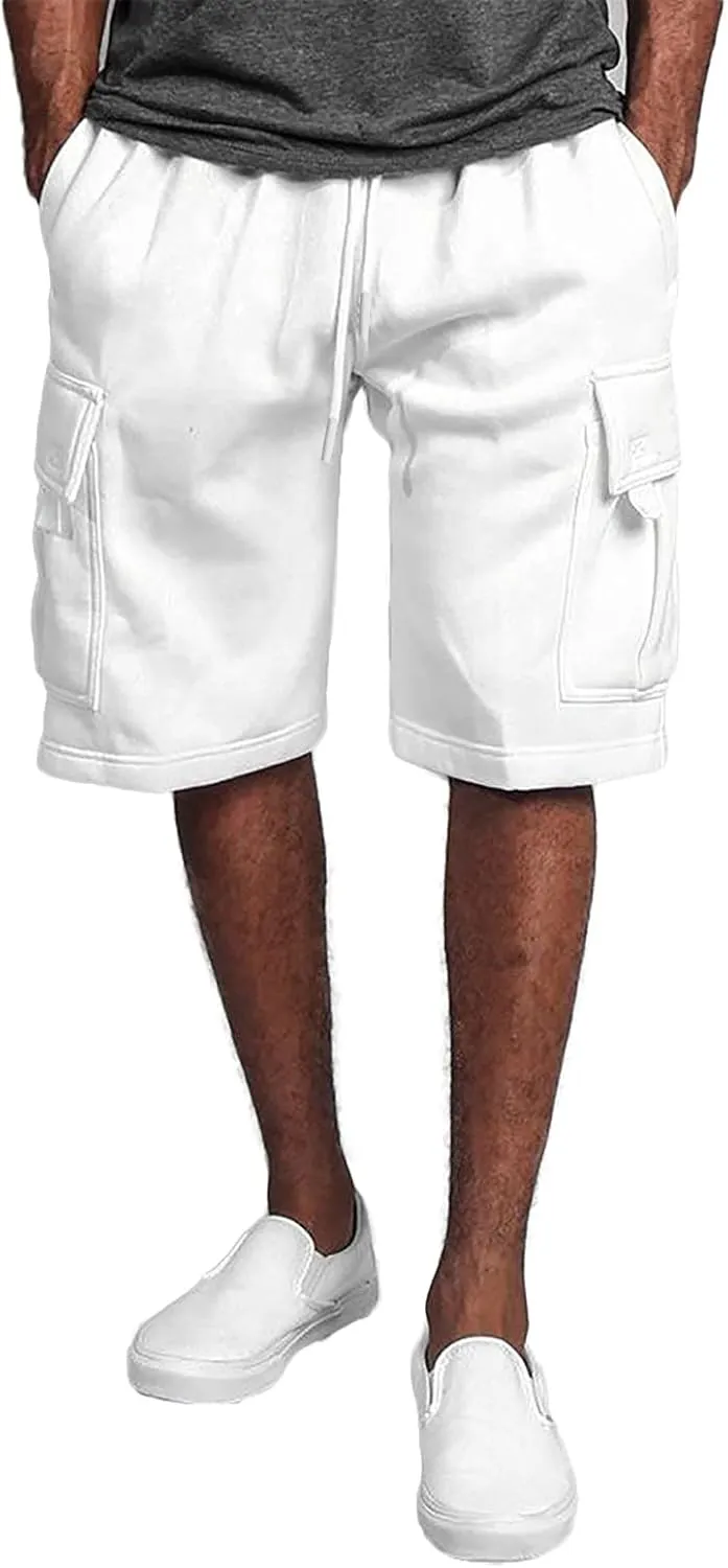 Mens Casual Shorts Summer Drawstring Multi Pocket Loose Straight Cargo Knee Length Shorts Classic Active Loose Board
