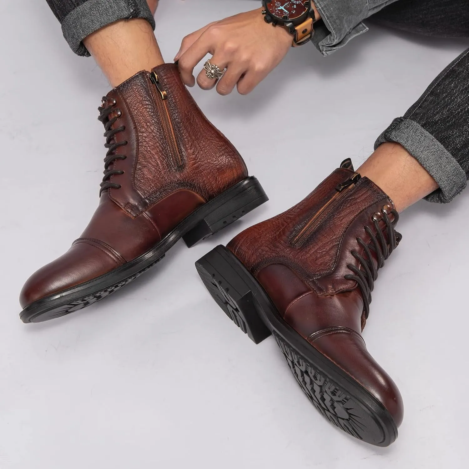Men's Chukka Boots Genuine Leather Ankle Boot for Men Classic Casual Oxford Style Footwear
