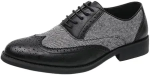 Men's Classic Formal Oxfords Fashion Classic Carved Lace Up Leather Low Heels Dress Shoes for Business Formal Daily Walking