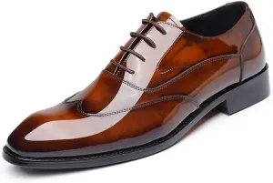 Men's Classic Leather Dress Shoes Lace-up Formal Tuxedo Shoes Men Breathable Wingtip Brogue Oxfords