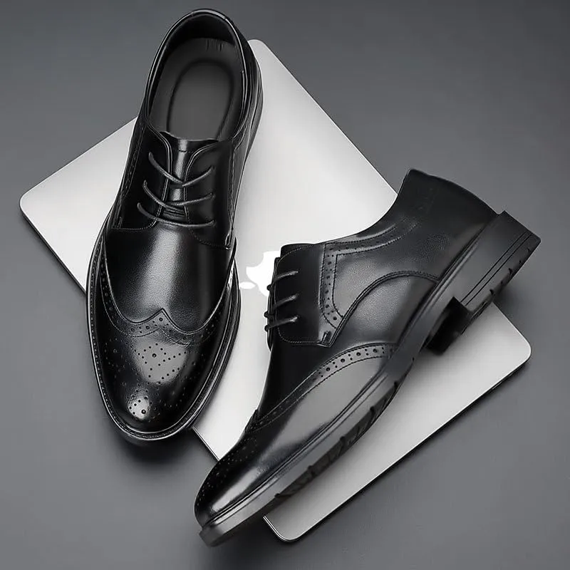 Men's Dress Shoes Genuine Leather Business Brogue Handmade Formal Oxfords Shoe