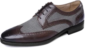Men's Elegant Leather Oxford Shoes - Casual & Business Dress Shoes for Men, Versatile Footwear for Office, Parties, and Special Occasions, Size 9, Red