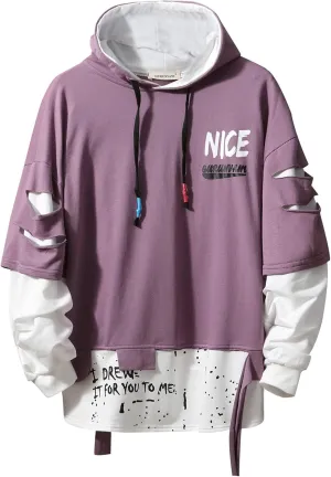 Men's Fashion Trends Hoodies Hip Hop Patchwork Sweater Hoodie Top