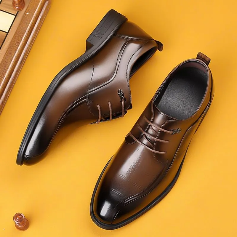 Men's Formal Oxfords Shoes Men Classic Genuine Leather Lace-up Brogue Shoes Breathable Wingtip Dress Shoes
