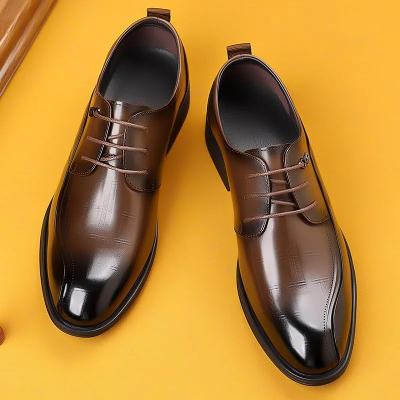 Men's Formal Oxfords Shoes Men Classic Genuine Leather Lace-up Brogue Shoes Breathable Wingtip Dress Shoes