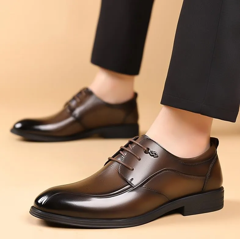 Men's Formal Oxfords Shoes Men Classic Genuine Leather Lace-up Brogue Shoes Breathable Wingtip Dress Shoes