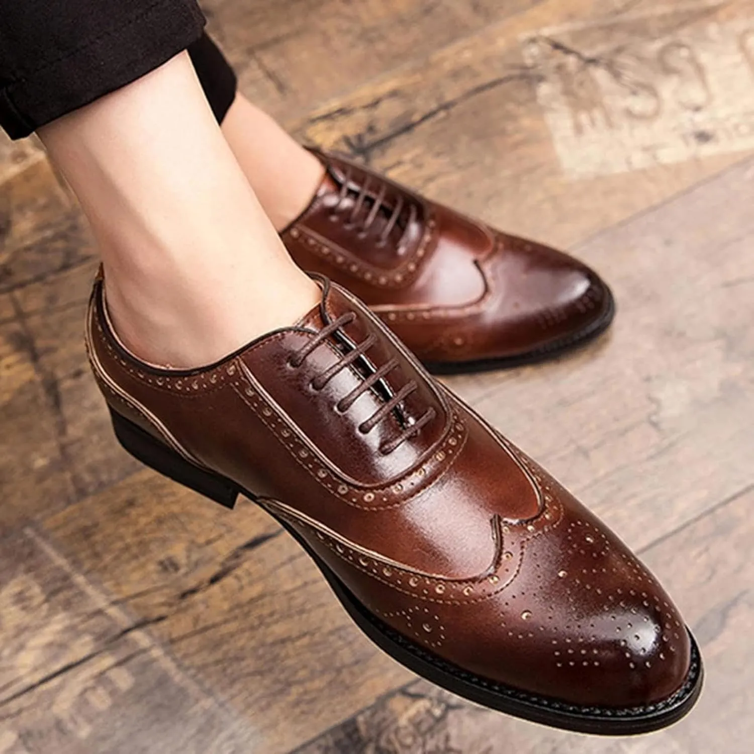 Men's Formal Shoes, Gentlemen's Evening Oxford Shoes, Fashionable Low Cut Lace up Business Shoes, Youthful Classic Brogue Shoes
