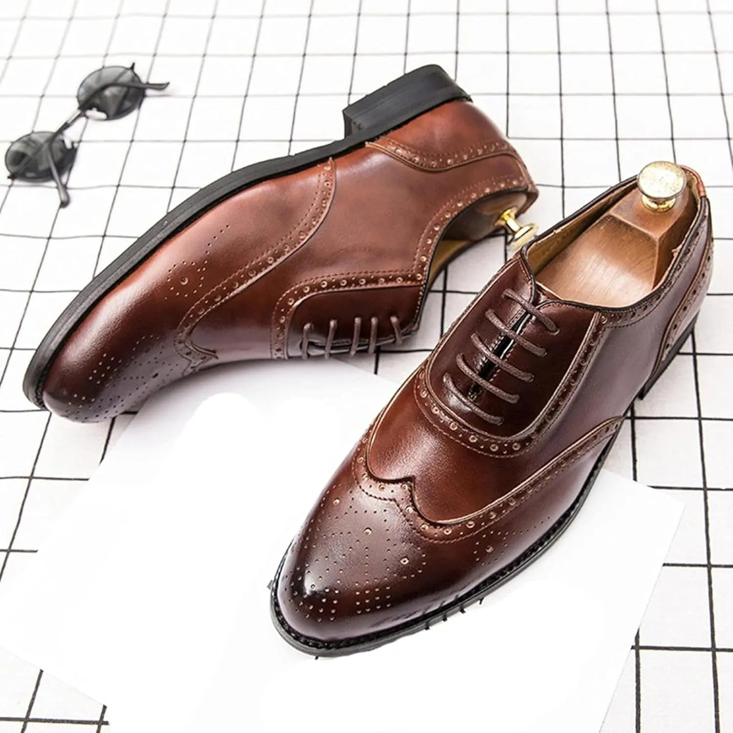 Men's Formal Shoes, Gentlemen's Evening Oxford Shoes, Fashionable Low Cut Lace up Business Shoes, Youthful Classic Brogue Shoes