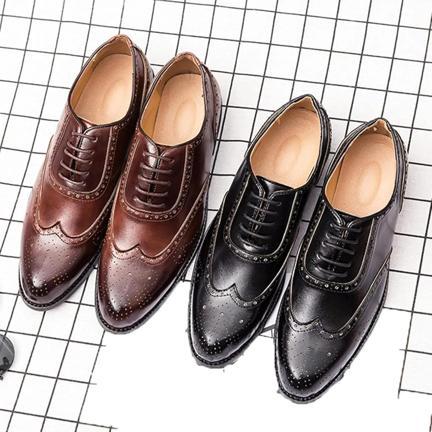 Men's Formal Shoes, Gentlemen's Evening Oxford Shoes, Fashionable Low Cut Lace up Business Shoes, Youthful Classic Brogue Shoes