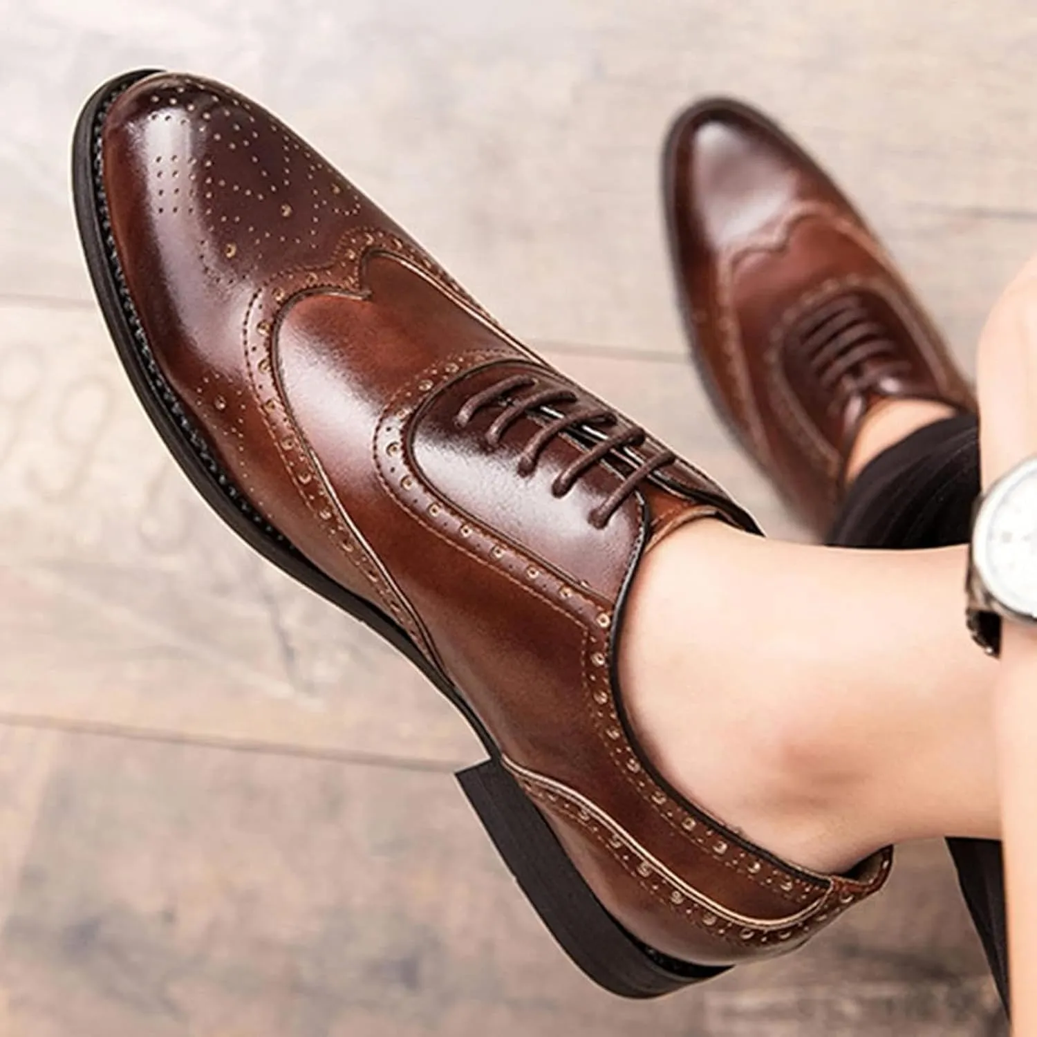 Men's Formal Shoes, Gentlemen's Evening Oxford Shoes, Fashionable Low Cut Lace up Business Shoes, Youthful Classic Brogue Shoes