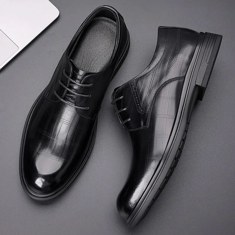 Mens Genuine Leather Business Dress Shoes British Style Spring Office Wedding Shoes Formal Work Oxford Shoes