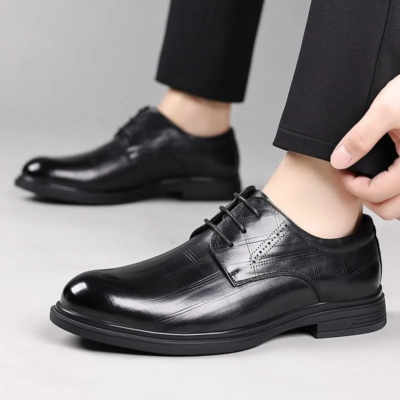 Mens Genuine Leather Business Dress Shoes British Style Spring Office Wedding Shoes Formal Work Oxford Shoes