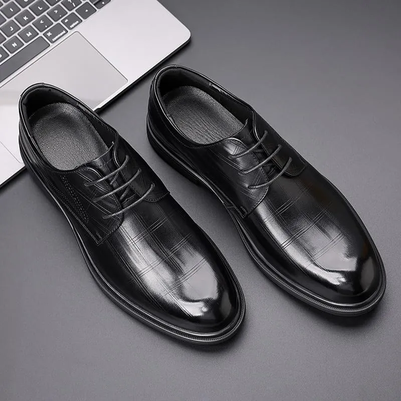 Mens Genuine Leather Business Dress Shoes British Style Spring Office Wedding Shoes Formal Work Oxford Shoes