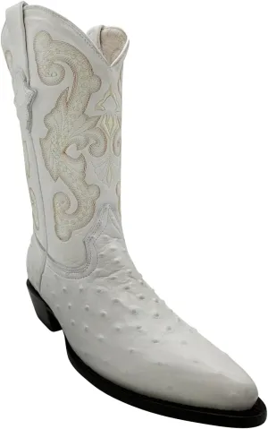 Mens J Toe Ostrich Print Leather Western Cowboy Boot