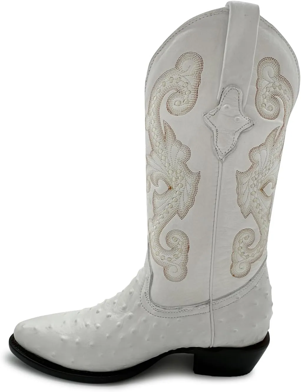 Mens J Toe Ostrich Print Leather Western Cowboy Boot