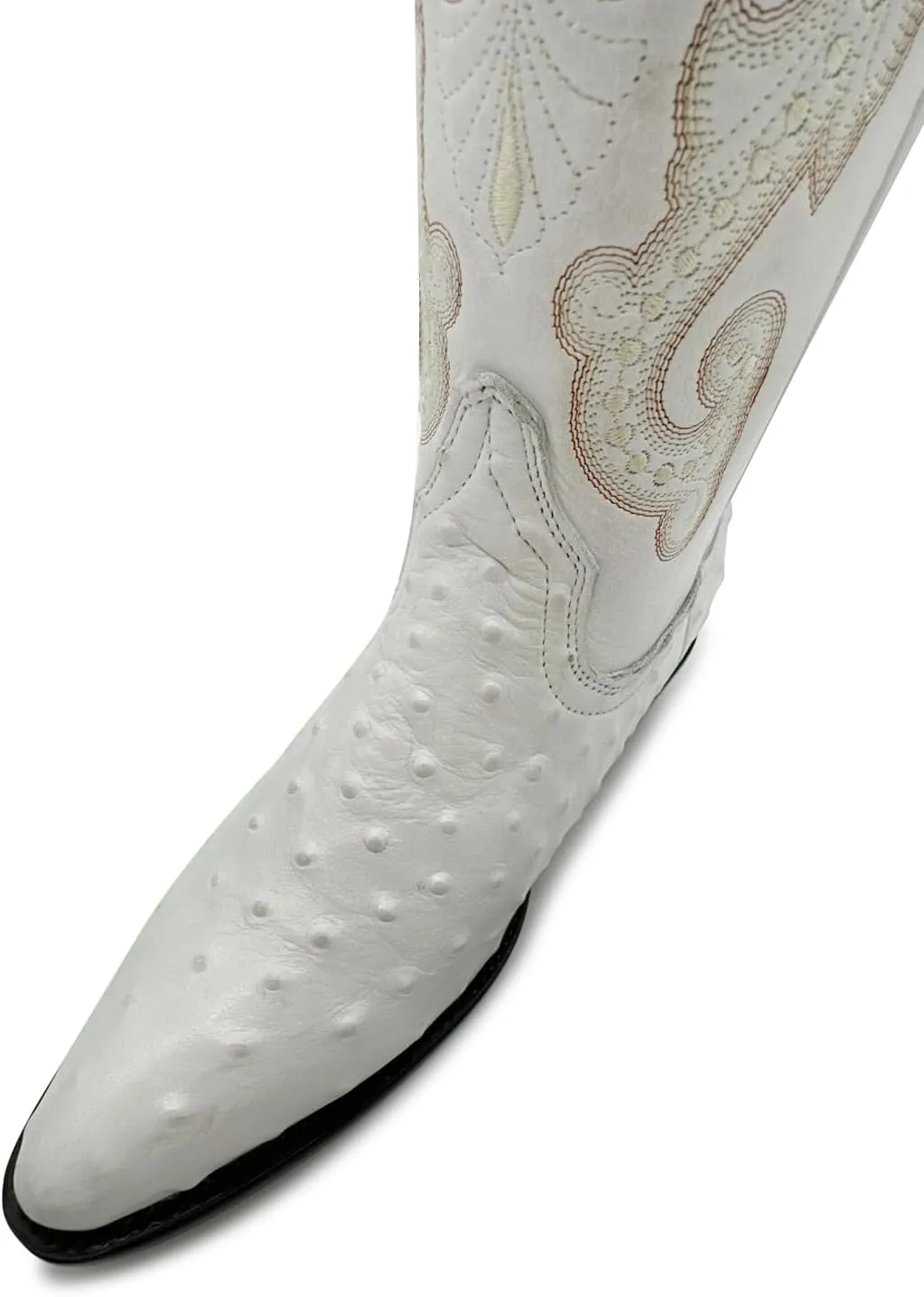 Mens J Toe Ostrich Print Leather Western Cowboy Boot