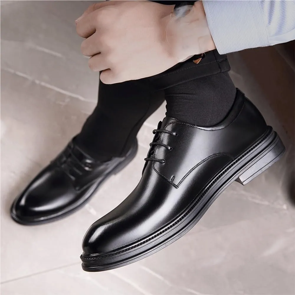 Men's Lace Up Round Toe Brogue Oxford Shoes - Embossed Wingtips for Prom, Wedding, and Business Events